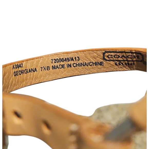 Coach Silver and Tan Wedge Sandals with Cork Heel - Picture 5 of 6